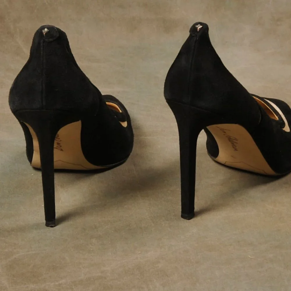 Sam Edelman, Black Suede, Mesh Cutout Heel, Size. 10 - Picture 6 of 9